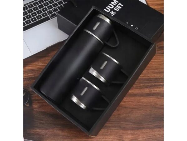 TERMOS Z 3 FILIŻANKAMI ZESTAW PREZENTOWY - czarny