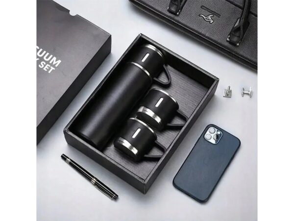 TERMOS Z 3 FILIŻANKAMI ZESTAW PREZENTOWY - czarny