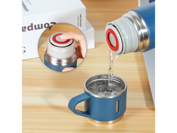 TERMOS Z 3 FILIŻANKAMI ZESTAW PREZENTOWY - niebieski