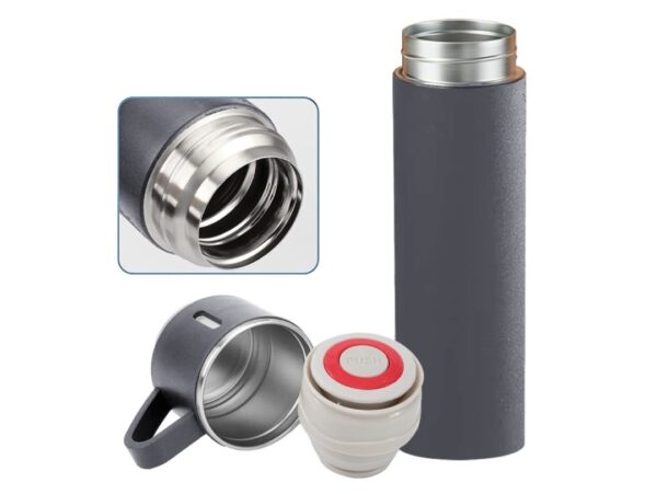 TERMOS Z 3 FILIŻANKAMI ZESTAW PREZENTOWY - szary