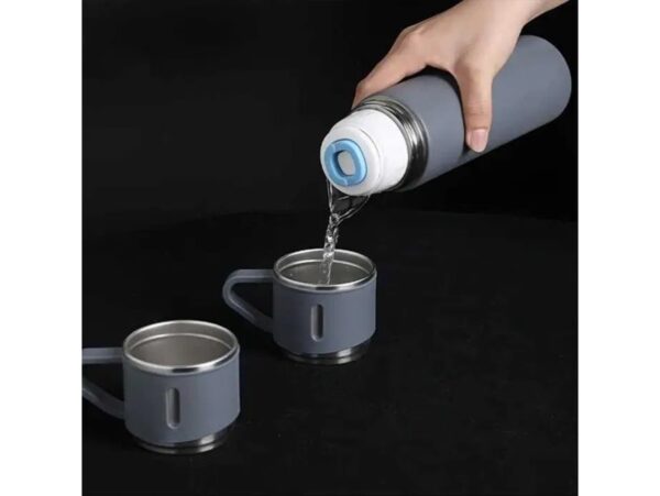 TERMOS Z 3 FILIŻANKAMI ZESTAW PREZENTOWY - szary