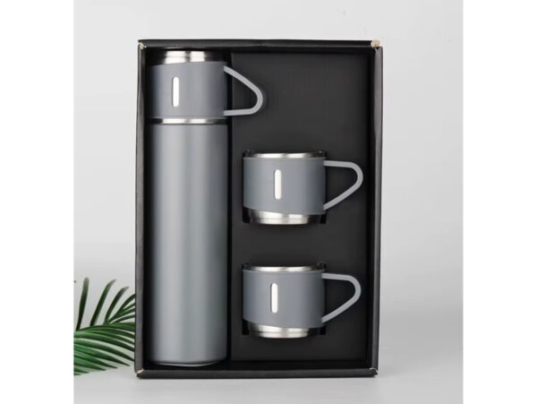 TERMOS Z 3 FILIŻANKAMI ZESTAW PREZENTOWY - szary