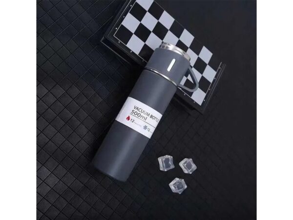 TERMOS Z 3 FILIŻANKAMI ZESTAW PREZENTOWY - szary