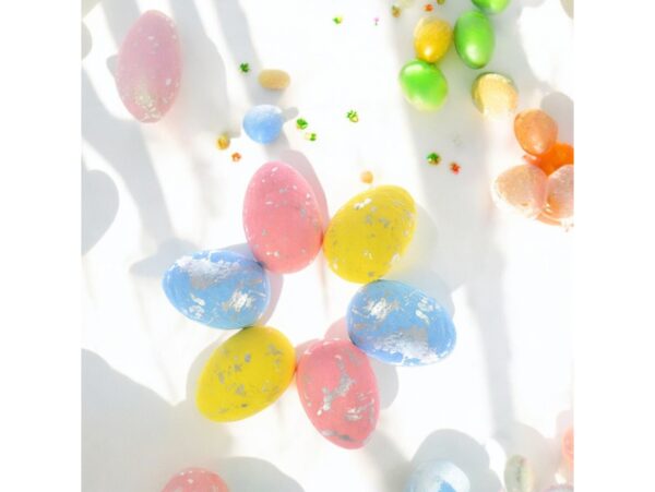 JAJKA WIELKANOCNE STYROPIANOWE POSREBRZANE 6SZT 7x5cm