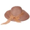 KAPELUSZ DAMSKI Z WSĄŻKĄ W ZŁOTE KROPKI 40cm - brązowy