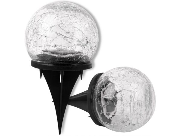 LAMPA LAMPKA SOLARNA WBIJANA KULA SZKLANA 19x10CM