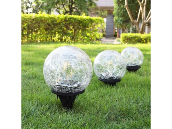 LAMPA LAMPKA SOLARNA WBIJANA KULA SZKLANA 19x10CM