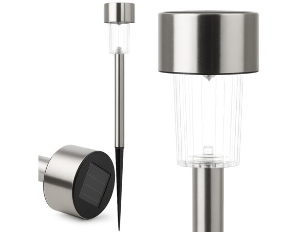 LAMPA SOLARNA OGRODOWA WBIJANA - 30cm srebrny