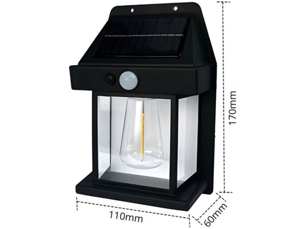 LAMPA SOLARNA Z CZUJNIKIEM RUCHU ZMIERZCHU 3 TRYBY 17x11x6cm