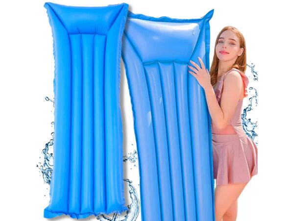 MATERAC PLAŻOWY DMUCHANY DO PŁYWANIA 180x70cm - niebieski