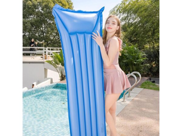 MATERAC PLAŻOWY DMUCHANY DO PŁYWANIA 180x70cm - niebieski