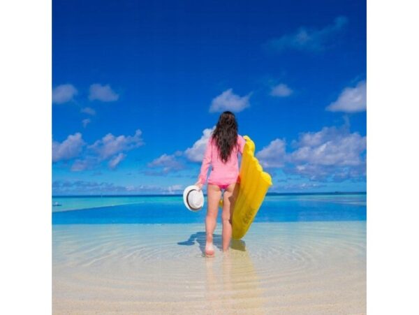 MATERAC PLAŻOWY DMUCHANY DO PŁYWANIA 180x70cm - żółty