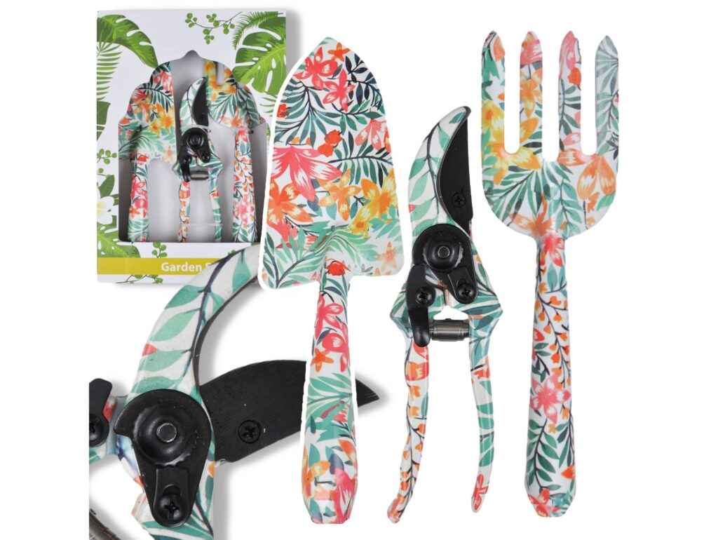 NARZĘDZIA OGRODOWE 3SZT - pomarańczowe kwiaty