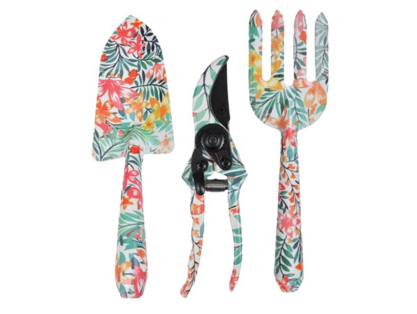 NARZĘDZIA OGRODOWE 3SZT - pomarańczowe kwiaty