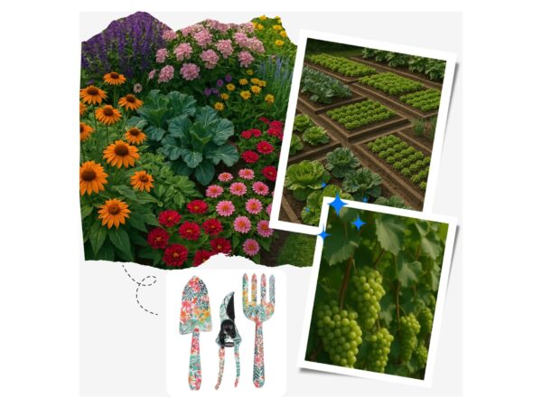 NARZĘDZIA OGRODOWE 3SZT - pomarańczowe kwiaty