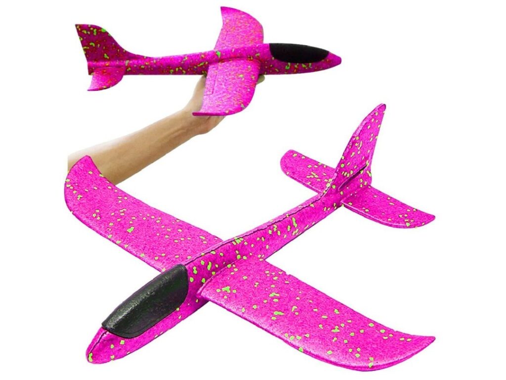 SAMOLOT ZABAWKA STYROPIANOWY SZYBOWIEC RZUTKA 47 CM - różowy