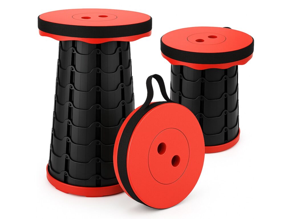 TABORET STOŁEK SKŁADANY - czerwony