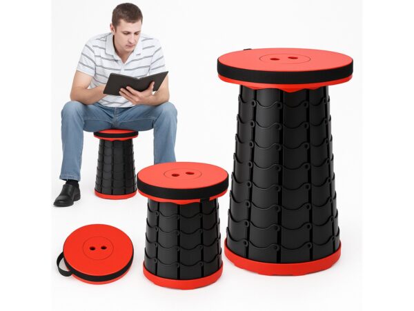 TABORET STOŁEK SKŁADANY - czerwony