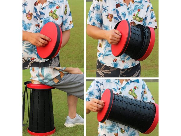 TABORET STOŁEK SKŁADANY - czerwony