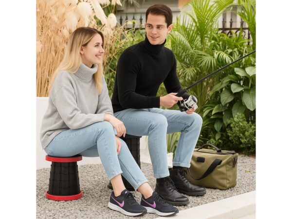 TABORET STOŁEK SKŁADANY - czerwony