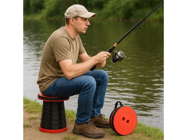 TABORET STOŁEK SKŁADANY - czerwony