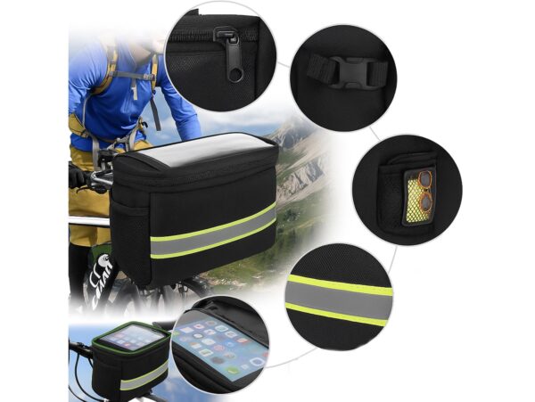 TORBA ROWEROWA NA KIEROWNICĘ - zółte paski