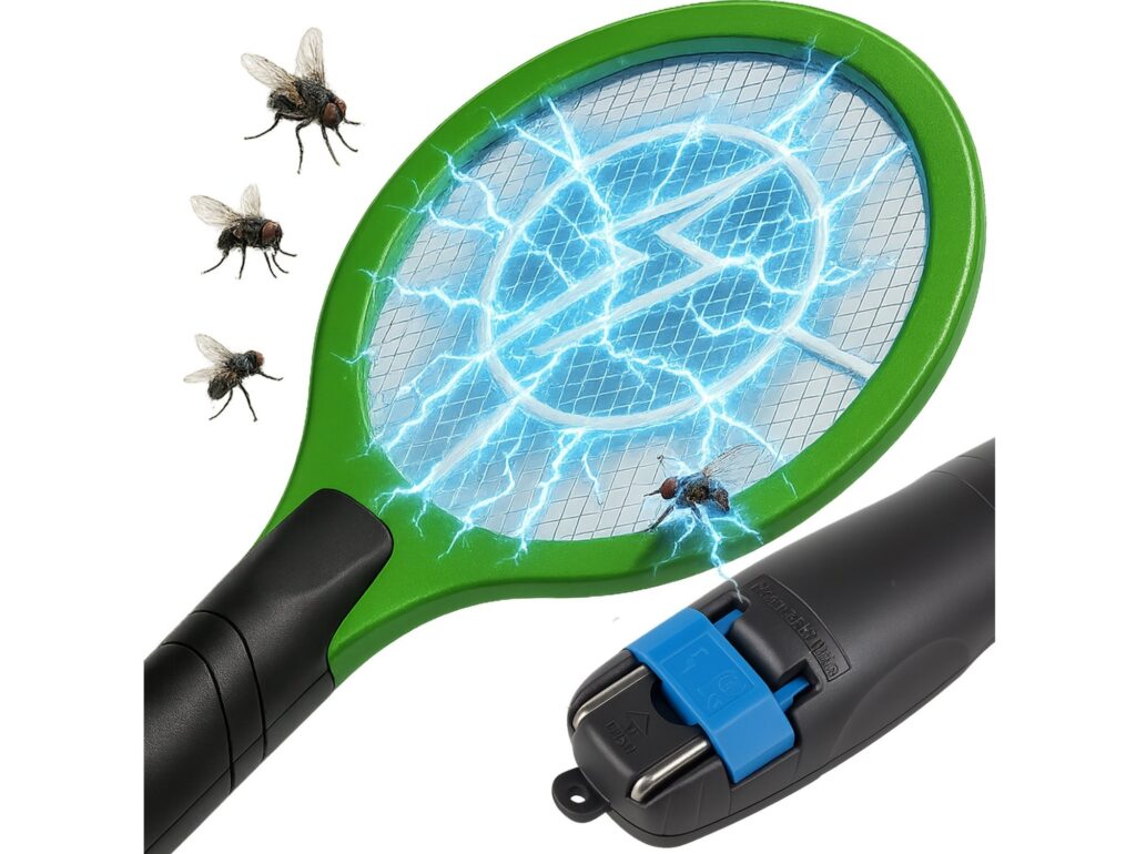 ŁAPKA NA MUCHY ELEKTRYCZNA NA AKUMULATOR DO GNIAZDKA - zielony