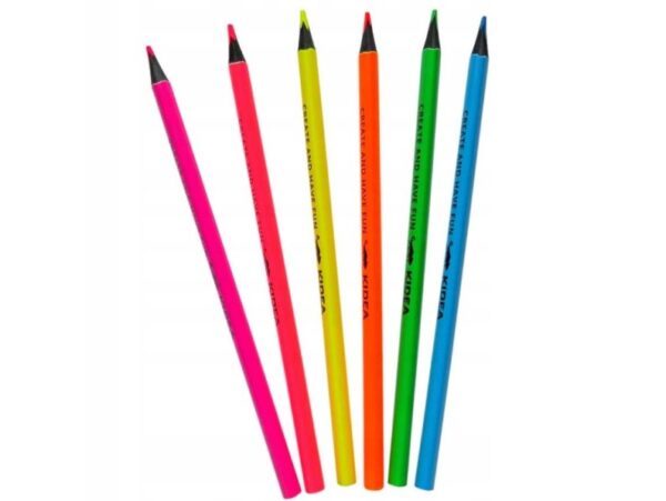 KIDEA KREDKI NEONOWE TRÓJKĄTNE 6 KOLORÓW