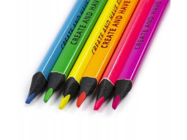 KIDEA KREDKI NEONOWE TRÓJKĄTNE 6 KOLORÓW