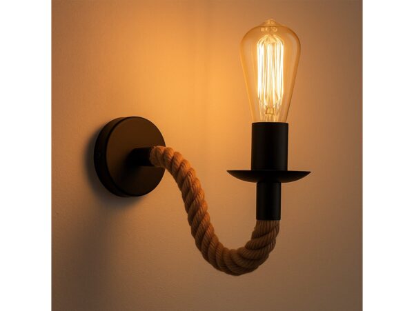 KINKIET LAMPA ŚCIENNA SZNUR JUTOWY E27
