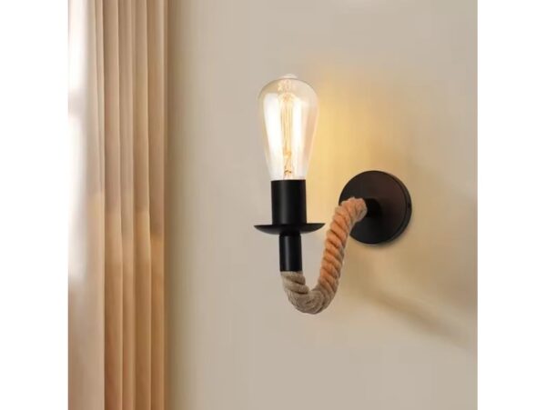 KINKIET LAMPA ŚCIENNA SZNUR JUTOWY E27