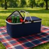 KOSZ PIKNIKOWY 49x27 DWIE RĄCZKI - granatowy