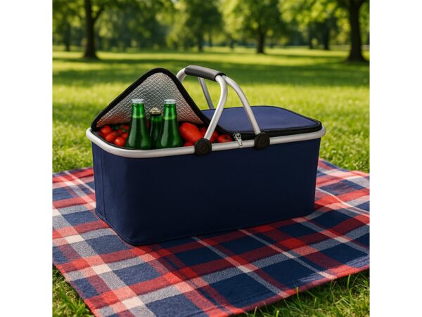 KOSZ PIKNIKOWY 49x27 DWIE RĄCZKI - granatowy