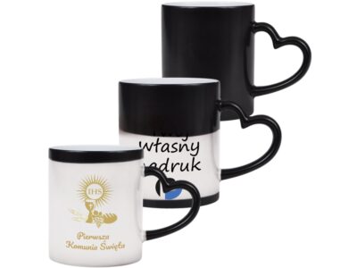 KUBEK DO SUBLIMACJI 330ML CZARNY MAGICZNY UCHWYT SERCE