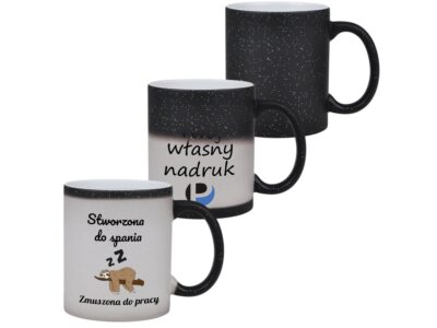 KUBEK DO SUBLIMACJI 330ML CZARNY MAGICZNY Z BROKATEM