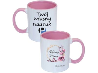 KUBEK DO SUBLIMACJI 330ML RÓŻOWY UCHWYT