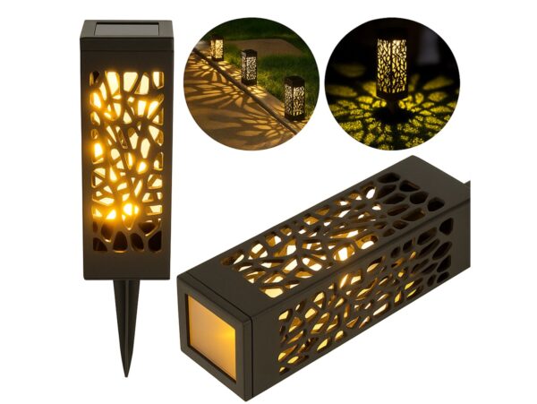 LAMPA OGRODOWA SOLARNA AŻUROWA - ciepły biały