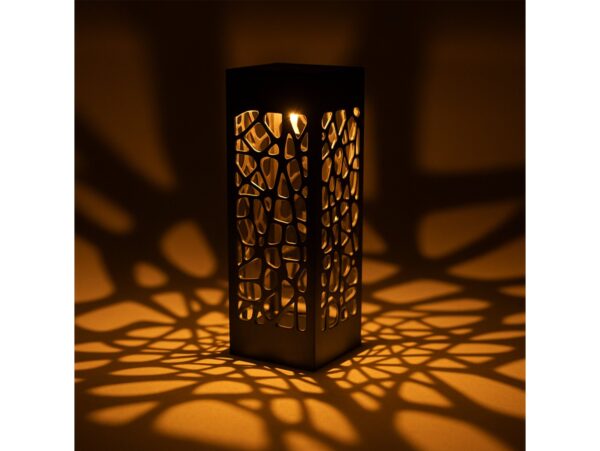 LAMPA OGRODOWA SOLARNA AŻUROWA - ciepły biały