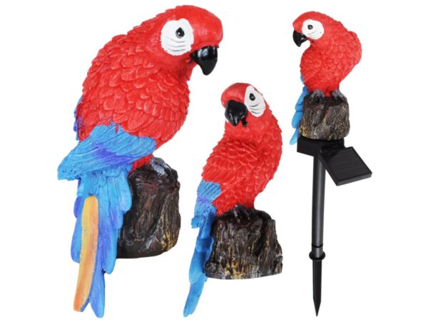 LAMPA SOLARNA OGRODOWA PAPUGA 45/19cm - czerwony