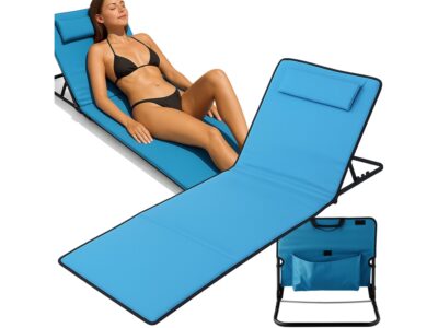 LEŻAK SKŁADANY MATA PLAŻOWA Z OPARCIEM 2w1 145x47x40cm