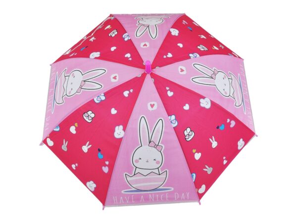 PARASOL DZIECIĘCY Z GWIZDKIEM 85CM 8 DRUTÓW PÓŁAUTOMAT - królik