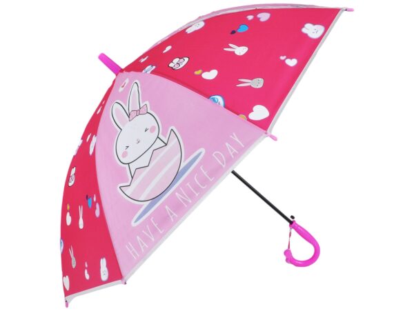 PARASOL DZIECIĘCY Z GWIZDKIEM 85CM 8 DRUTÓW PÓŁAUTOMAT - królik