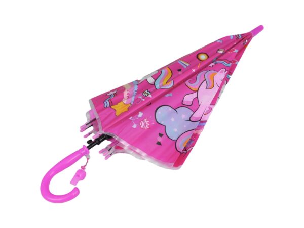 PARASOL DZIECIĘCY Z GWIZDKIEM 85CM 8 DRUTÓW PÓŁAUTOMAT - różowy