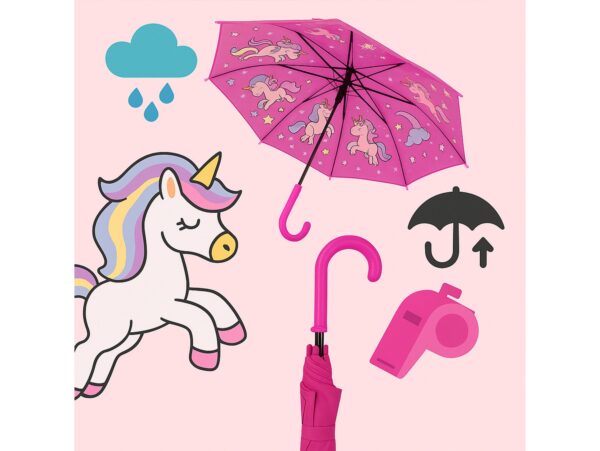 PARASOL DZIECIĘCY Z GWIZDKIEM 85CM 8 DRUTÓW PÓŁAUTOMAT - różowy