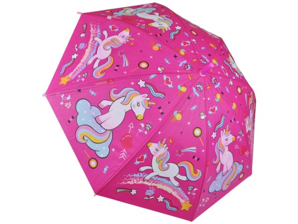 PARASOL DZIECIĘCY Z GWIZDKIEM 85CM 8 DRUTÓW PÓŁAUTOMAT - różowy