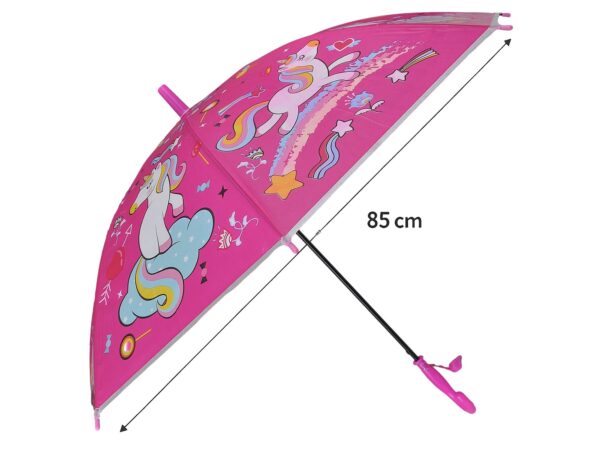 PARASOL DZIECIĘCY Z GWIZDKIEM 85CM 8 DRUTÓW PÓŁAUTOMAT - różowy