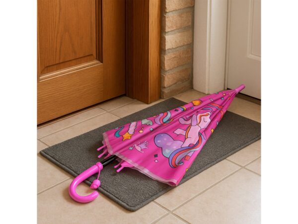 PARASOL DZIECIĘCY Z GWIZDKIEM 85CM 8 DRUTÓW PÓŁAUTOMAT - różowy