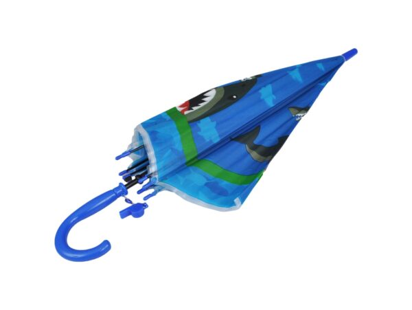 PARASOL DZIECIĘCY Z GWIZDKIEM 85CM 8 DRUTÓW PÓŁAUTOMAT - rekin