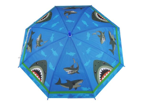 PARASOL DZIECIĘCY Z GWIZDKIEM 85CM 8 DRUTÓW PÓŁAUTOMAT - rekin