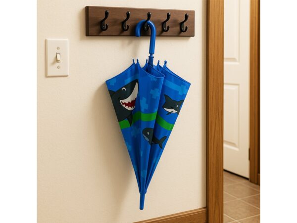 PARASOL DZIECIĘCY Z GWIZDKIEM 85CM 8 DRUTÓW PÓŁAUTOMAT - rekin